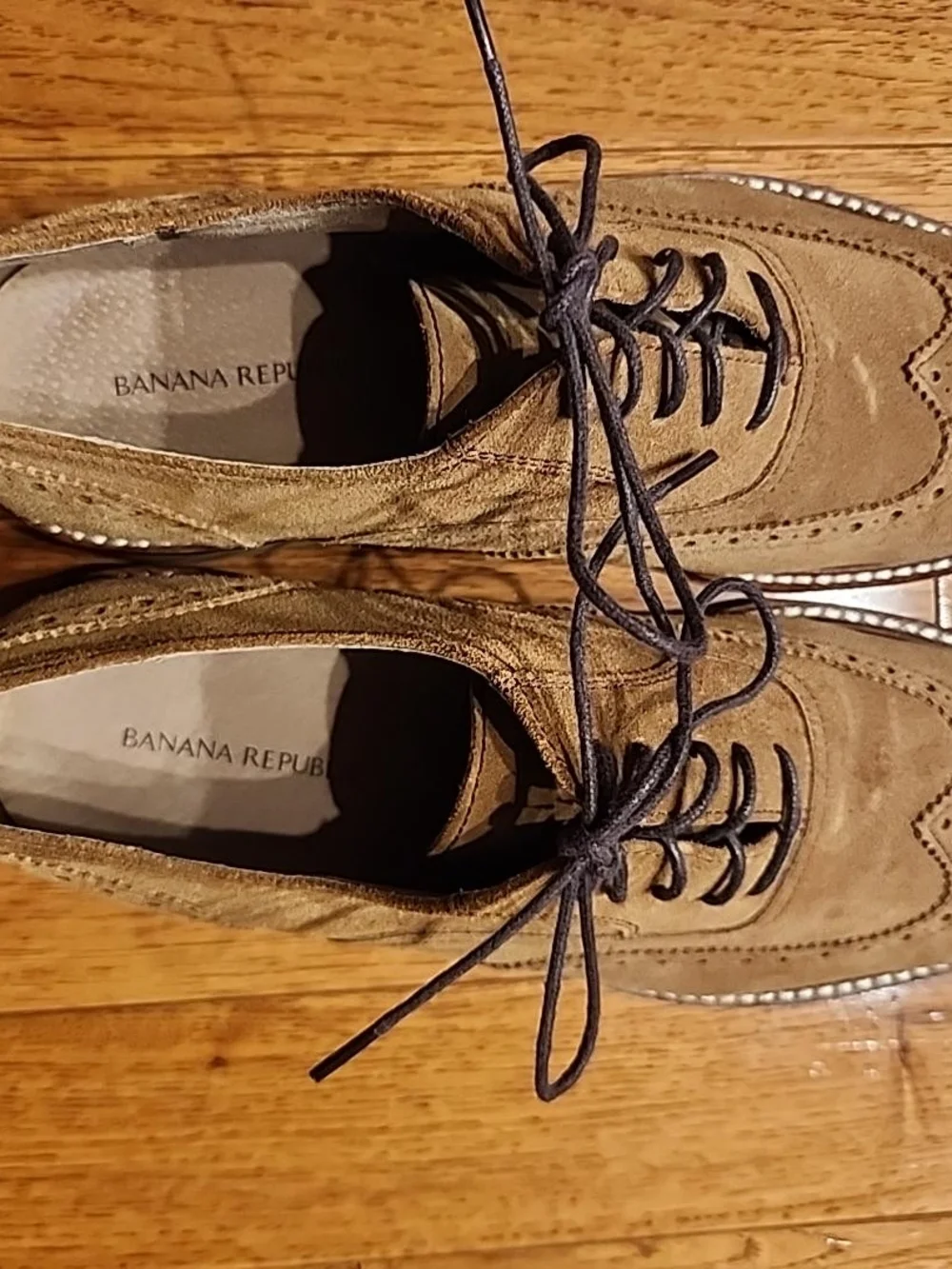 Banana Republic Brown Suede Wingtip Lace-Up Loafers Size 10